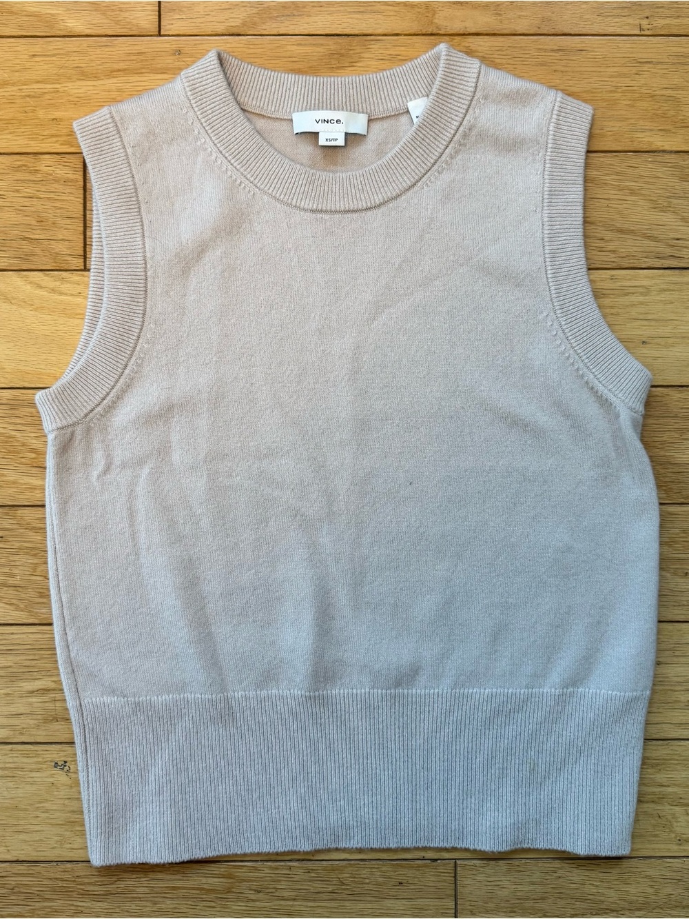 Vince Cashmere Wool Sweater Vest Neutral Beige XS Minimalist Knit Top